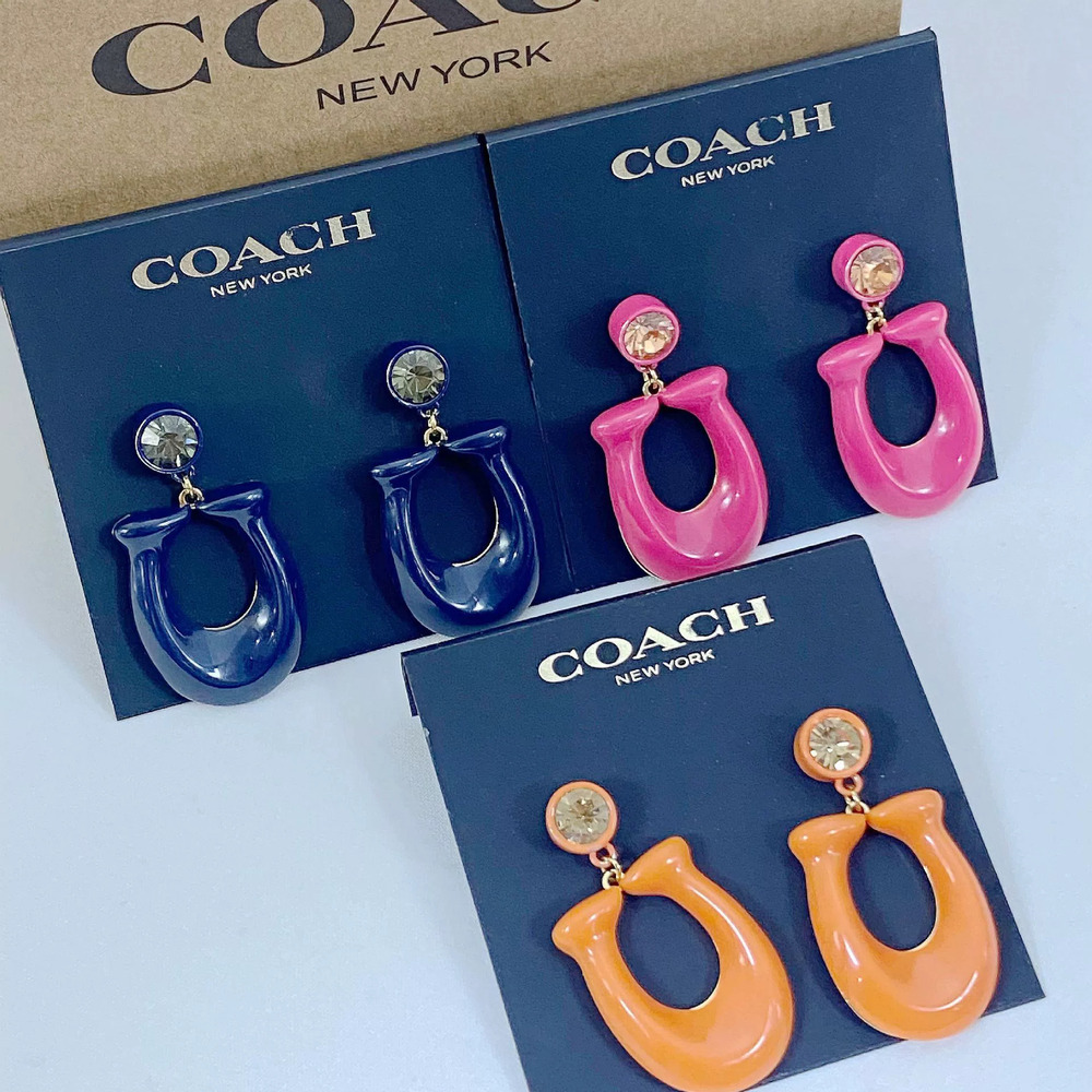 Coach Rhinestone Letter Drop Earrings
